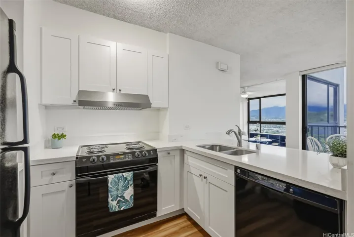 Even the kitchen opens to the view.