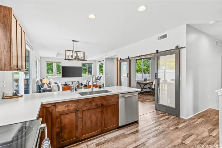 Kitchen with golf course view