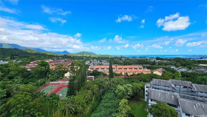 Koolau mountains & Windward Estates townhomes.