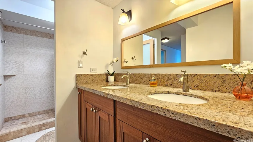 Double sink:  Remodeled bathroom