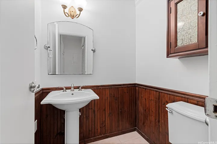 There is a half bathroom located downstairs.