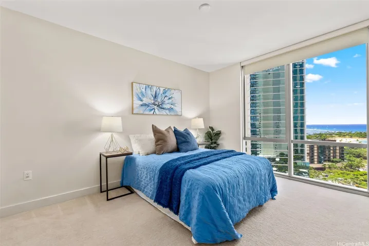 Guest bedroom (on the other side of the living area) with ocean views.