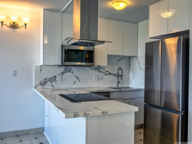 Completely renovated Kitchen with Acrylic Cabinets & top of the line stainless steel appliances