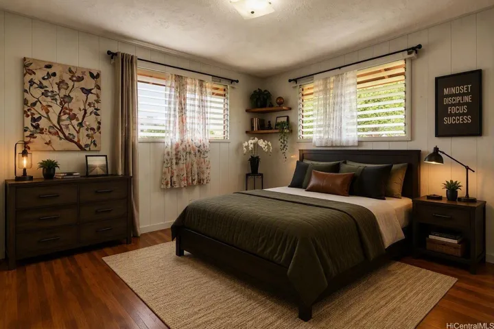 Virtually staged - Bedroom 1. Enhanced