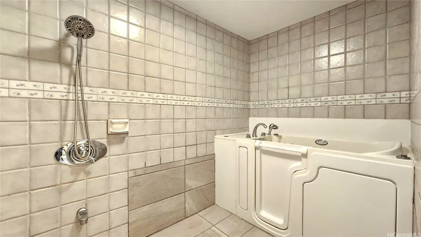 Downstairs 2nd full bathroom with walk in tub with whirlpool jets