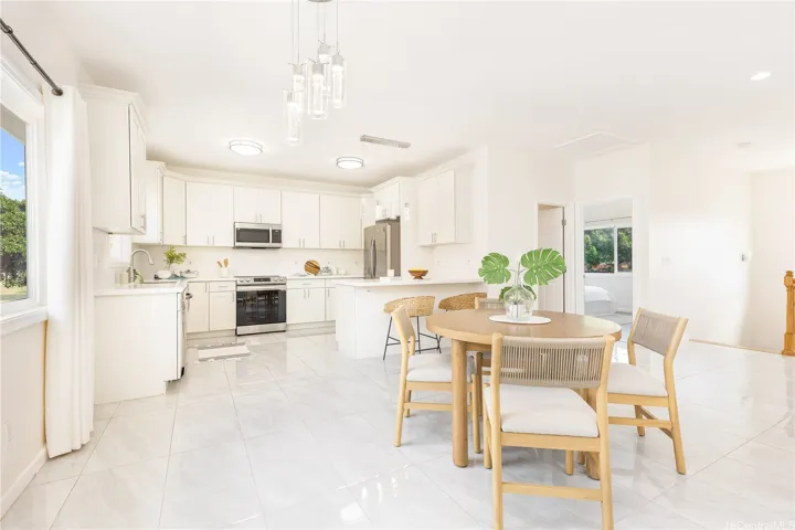 Open Concept Living, Dining, and Kitchen