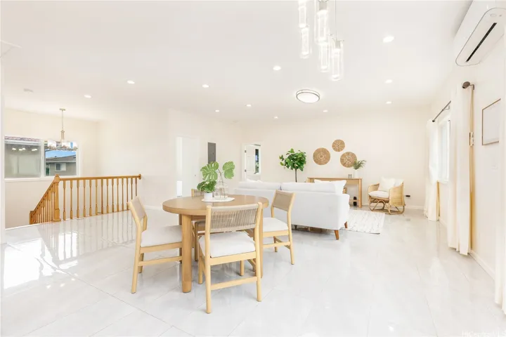 Living + Dining at the Top of the Stairs