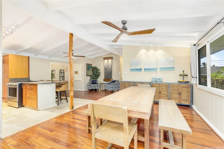 High vaulted ceilings and bright airy feel.