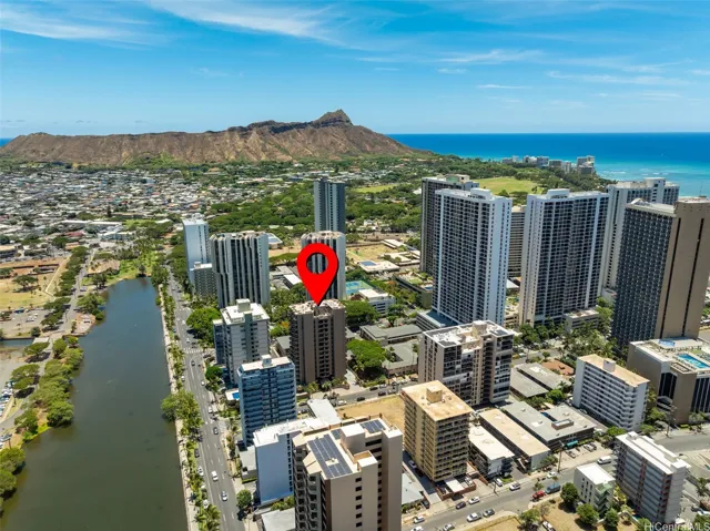 Located in less dense part of Waikiki, yet easy stroll to numerous eateries, shopping, night life, beaches, and parts.