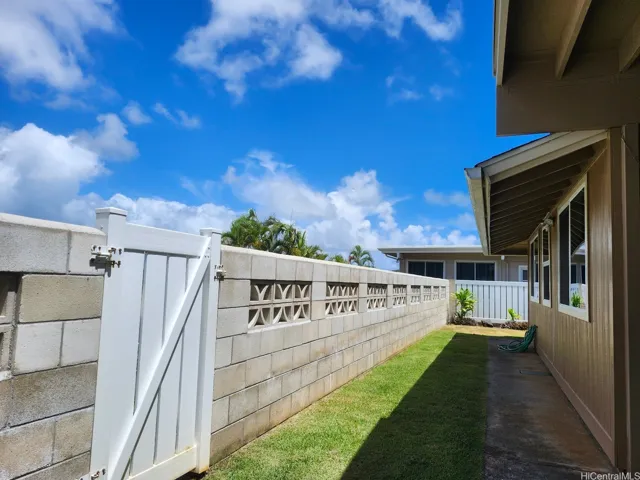 Hollow tile wall in the backyard