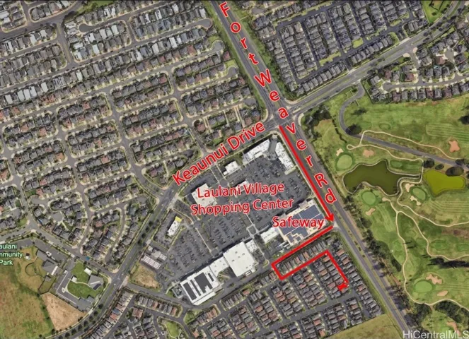 Aerial Directions to the Property

Please do not use Apple Maps or Google Maps, as they may direct you to the wrong neighborhood.

From the Ewa Exit, stay on Fort Weaver Road. After passing the Keaunui Drive traffic light, look for the entrance to Laulani Trades and make a right.

Then:

Make the first left.
Make another left.
Follow the road to the end and make a right.
Unit #459 will be the second-to-last home on the right.

For guest parking, continue past the last house and make a right into the guest parking area.

Thank you, and we look forward to seeing you!