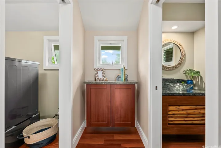 Laundry room, built ins and half bath.