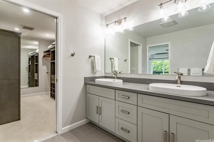 Primary bathroom with walk in closet