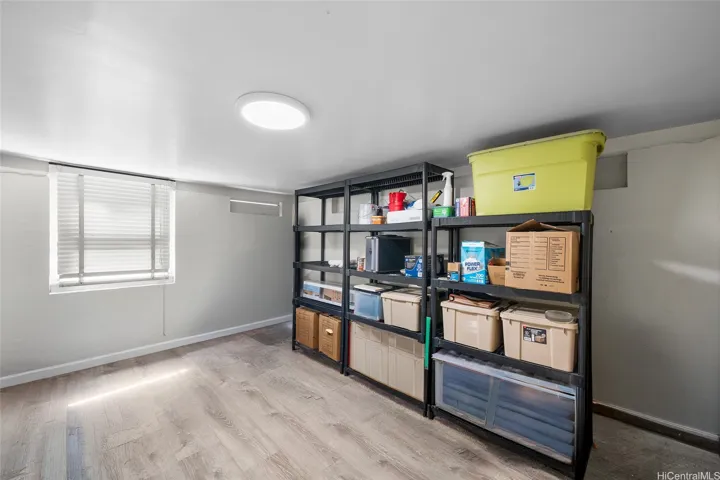 Front house, garage storage room