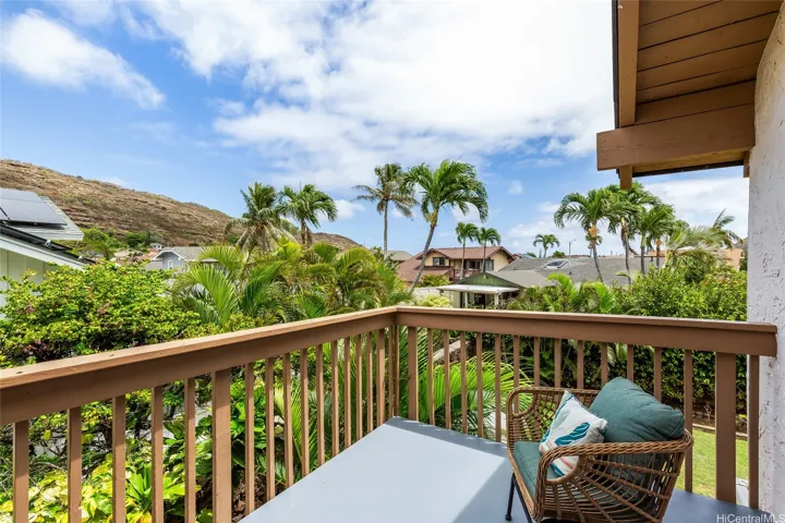 Outdoor for fresh air and views. Off the primary bedroom.