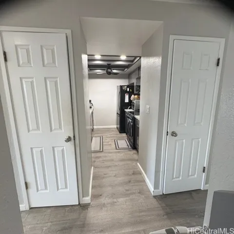 Double pantry storage at kitchen entry
