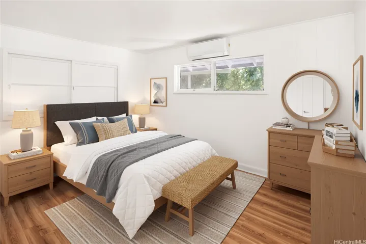 Enhanced bedroom in the main house, where there are 3 beds, 2 baths.