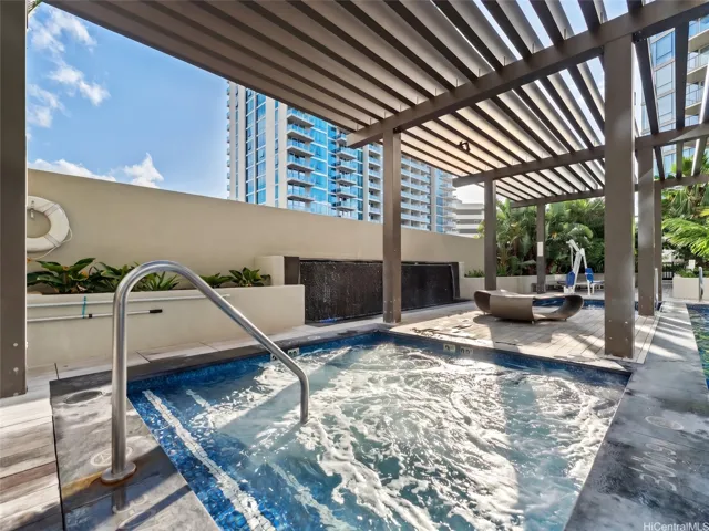 One of two Whirlpools covered under the pergola