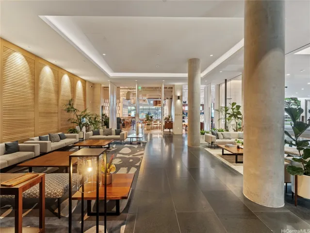 Lobby Area that lead to Valet, SERA, and Paris Baguette