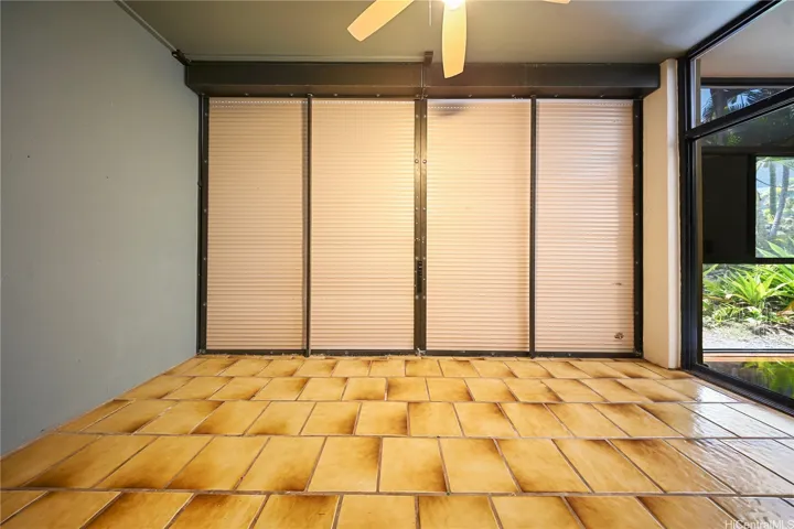 Closed in lanai with rolling storm shutters