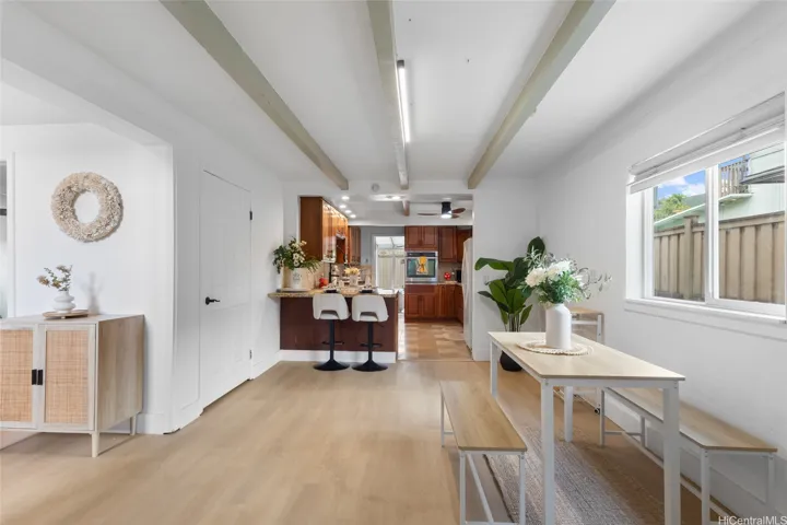 Dining area going into kitchen