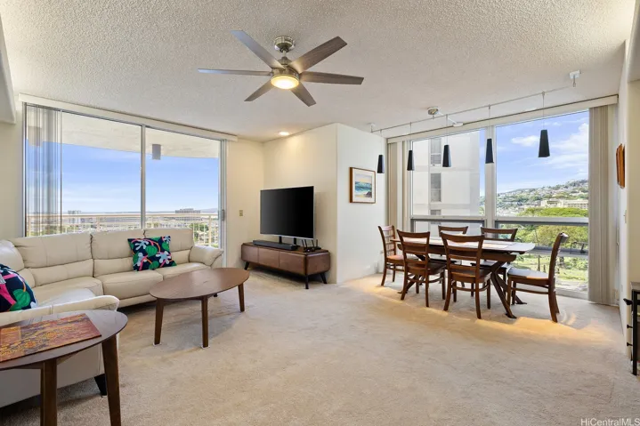 Open flow from living room to lanai & dining area.