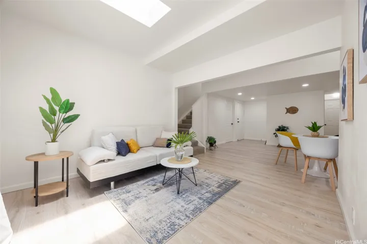 Open bright layout with skylights that bring in lots of natural light.