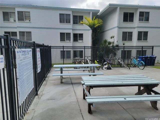 A picnic area next to the pool provides a place to sit after taking a refreshing dip, or watching the kids play in the pool.