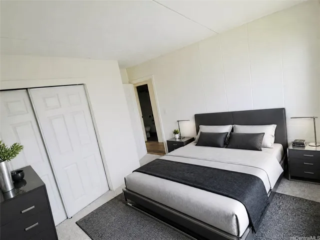 VIRTUALLY STAGED.  The two bedrooms in the back of the unit, have large windows that allow great light and nice cool tropical breezes.