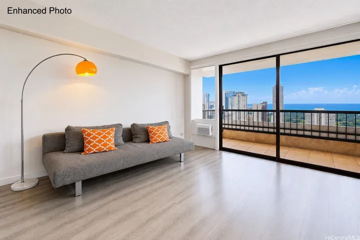 A new living room window A/C, beautiful grayish modern style flooring throughout the unit.