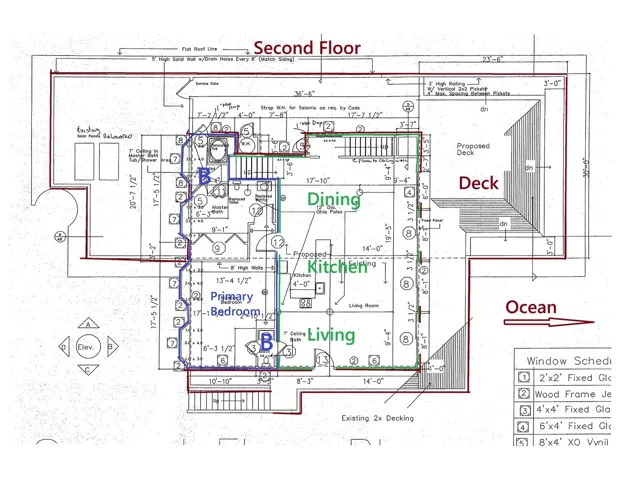 Second floor: Huge primary suite with bath/closet/powder room, giant deck and guest bathroom.