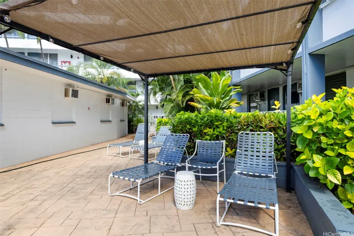 Poolside seating area