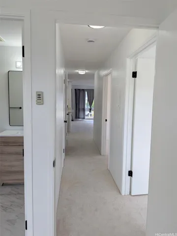 View from primary bedroom to living area