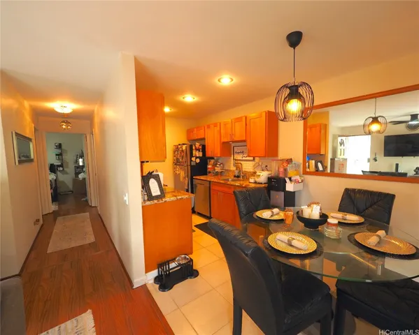View of Kitchen and Hallway leading to 2nd Bedroom on left, 1 1/2 Bath on Right, Primary (Master) at the end of Hall.