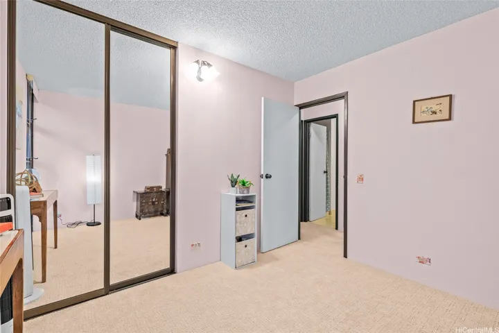 Second bedroom with mirrored closet doors