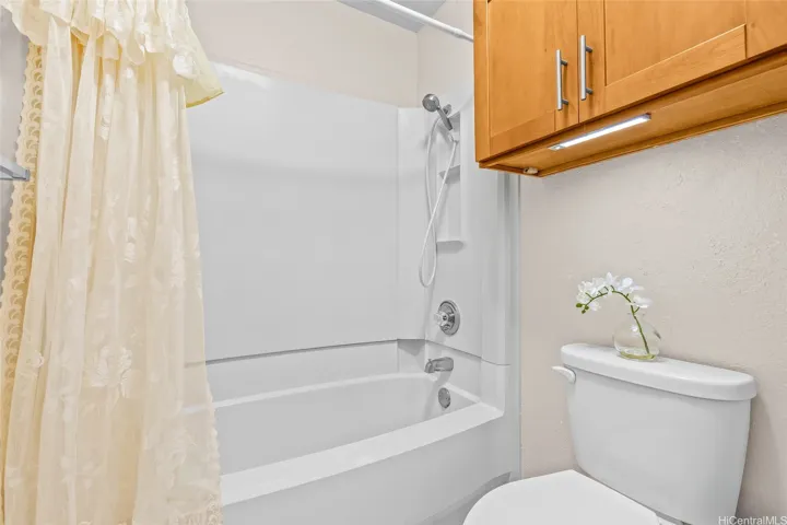 Primary bathroom with tub and shower