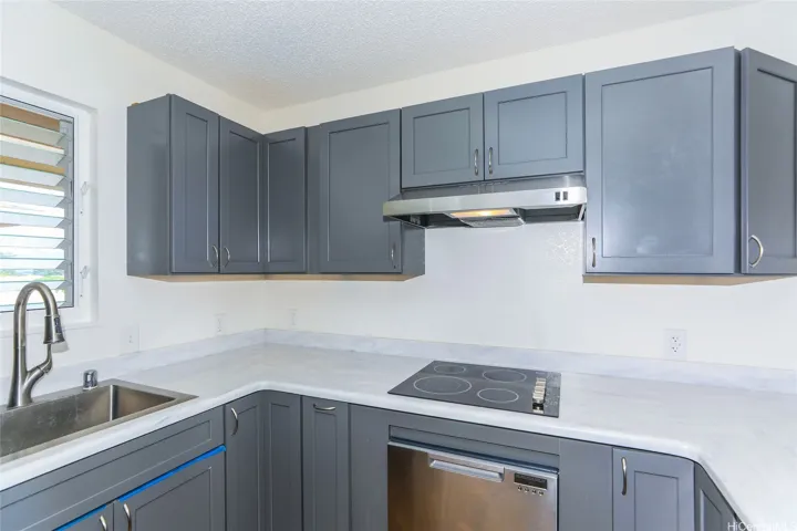 Renovated kitchen with lots of counter space