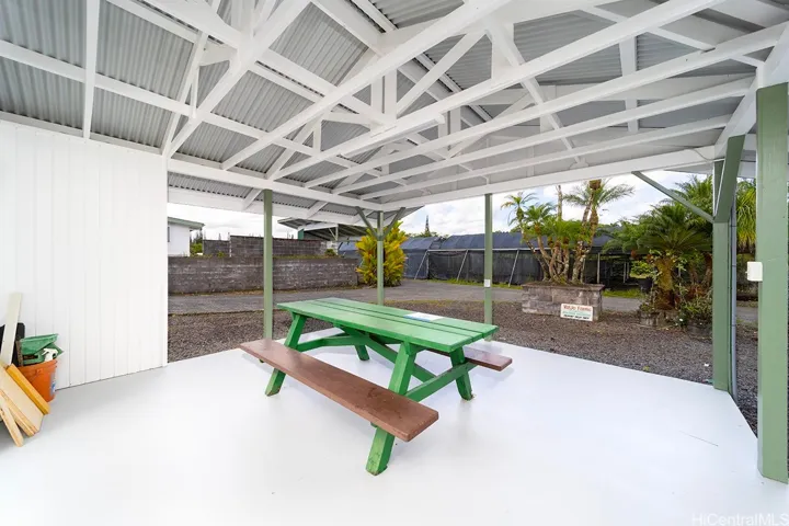 There is a exterior covered pavillon.
