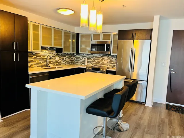 Kitchen island and barstools