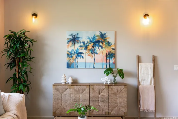 Living room wall space has room for any size TV