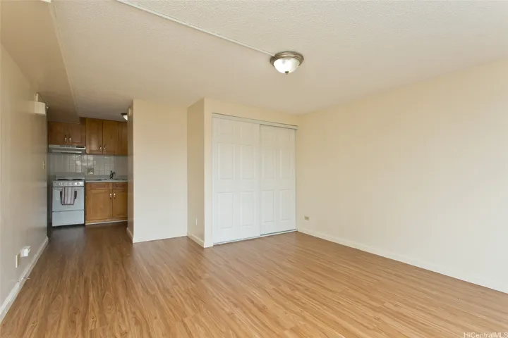 Entry door located to left of range/oven