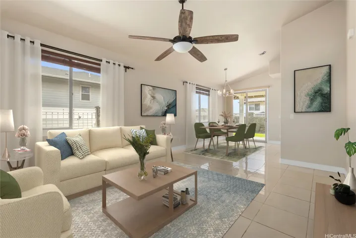 Virtually staged living area