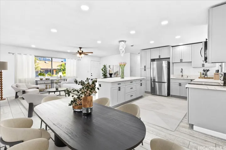 Enhanced - Virtually Staged - Dining Room, Kitchen and Livingroom
