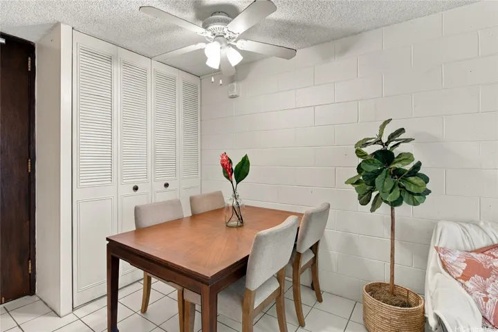 Lots of storage behind dining area.