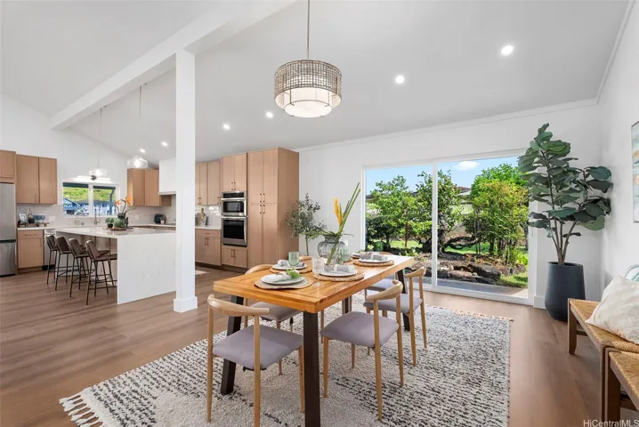 Inviting dining area with garden views and an easy connection to the kitchen.
