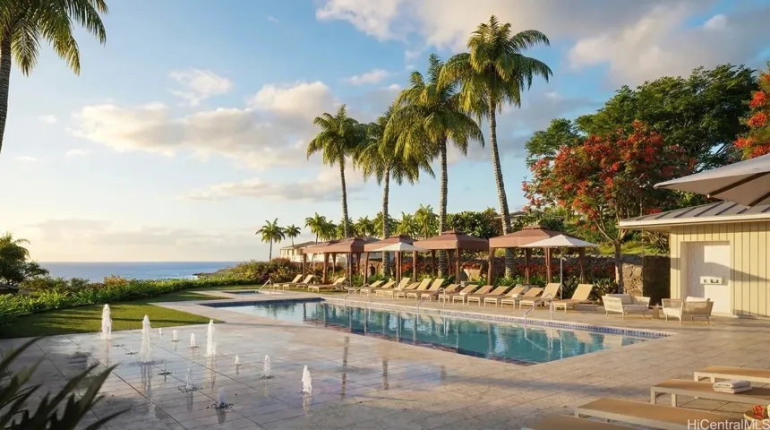 Breathtaking ocean views from the resort pool with five cabanas, hot tub, and a splash pad