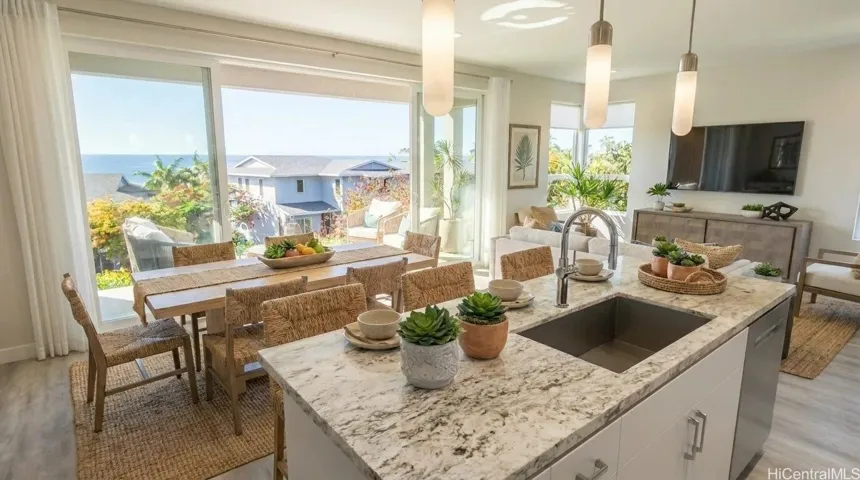 Each of the 120 townhomes features ocean views, quartz countertops, high-end finishes, and luxury vinyl flooring.