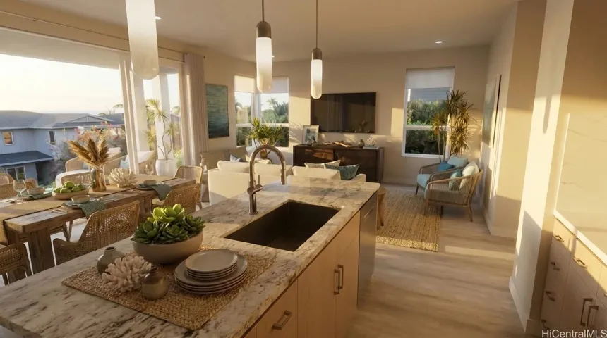 Each of the 120 townhomes features ocean views, quartz countertops, high-end finishes, and luxury vinyl flooring.