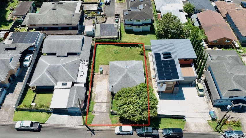 Aerial View of the home and lot