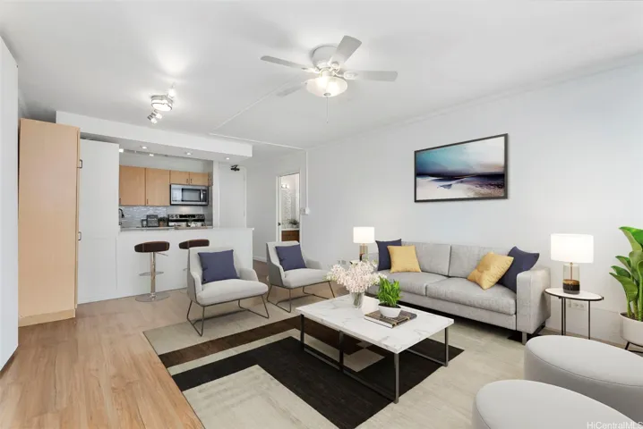 The living room offers a great open layout for you to easily customize (virtually staged-enhanced)
